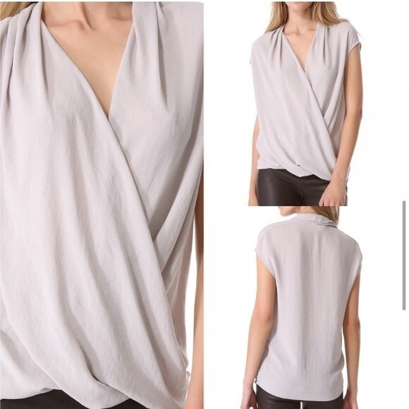 Helmut Lang Light Grey Cap Shroud Twist Top S‎ - Picture 2 of 7